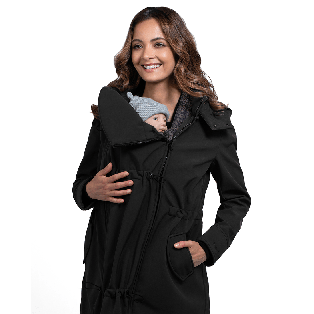 Wombat &amp; Co. 4-i-1 softshell övergångsjacka för gravida kvinnor/bärjacka - Svart - - MamaMilla