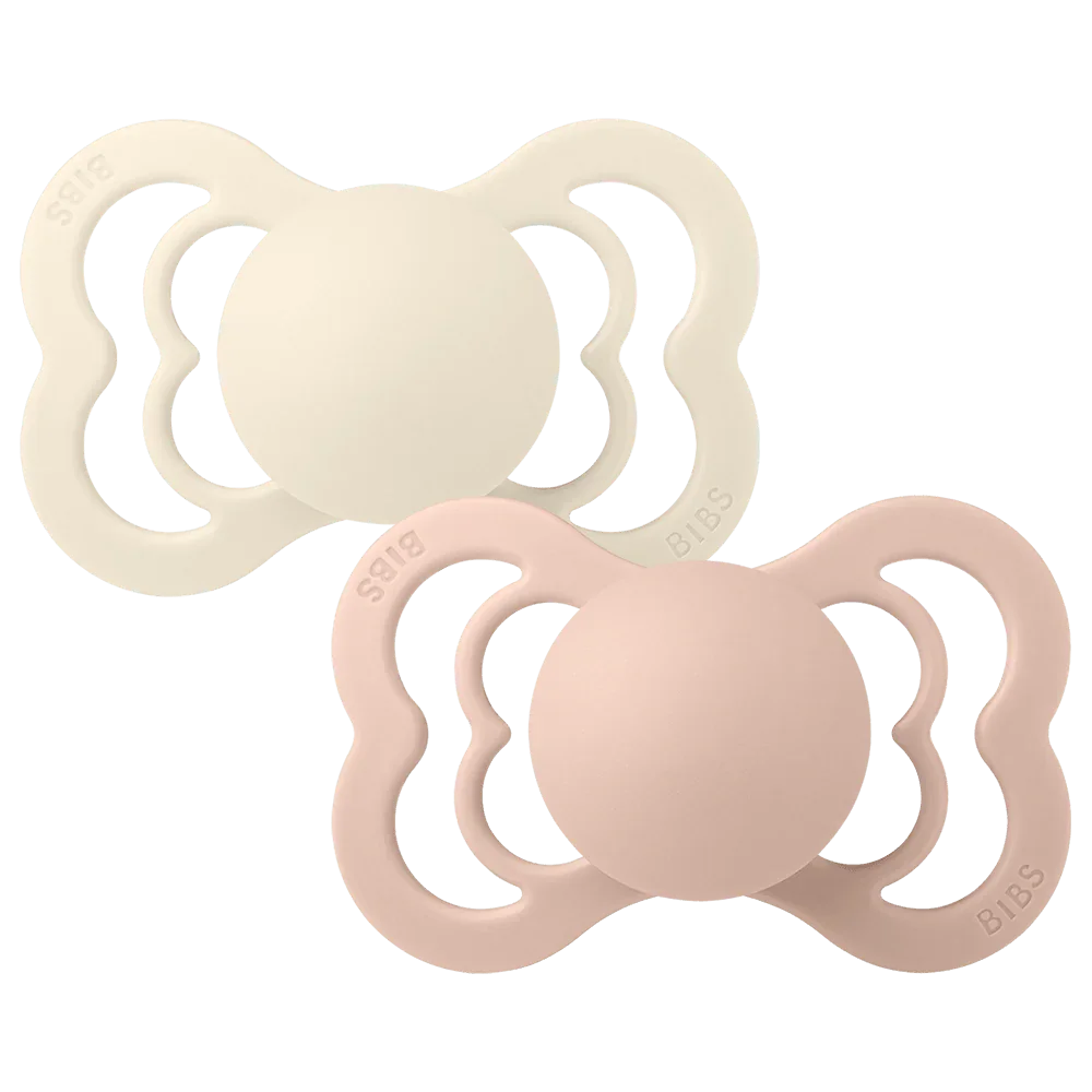 BIBS Supreme symmetrisk sut str. 2, silikone – Ivory/Blush (2-pack) - MamaMilla