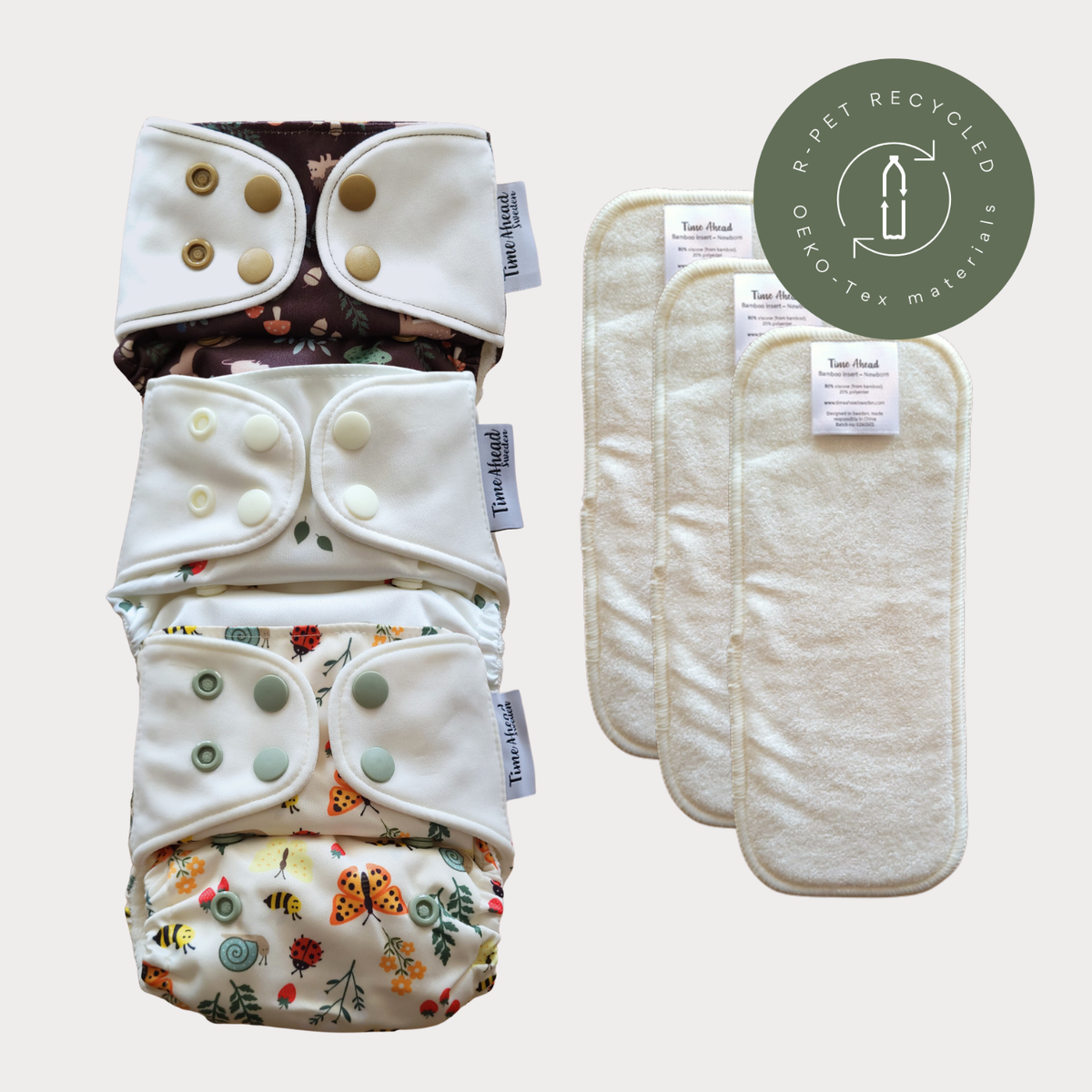 Time Ahead Sweden - Startpakke stofble nyfødt | Alt-i-et 2-6 kg: Med tilbehør / Skovvrå | Agern | Dalaræv
