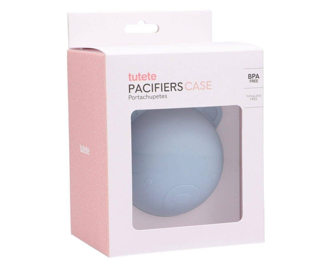 Tutete sutteetui i silikone med bjørn - Himmelblå