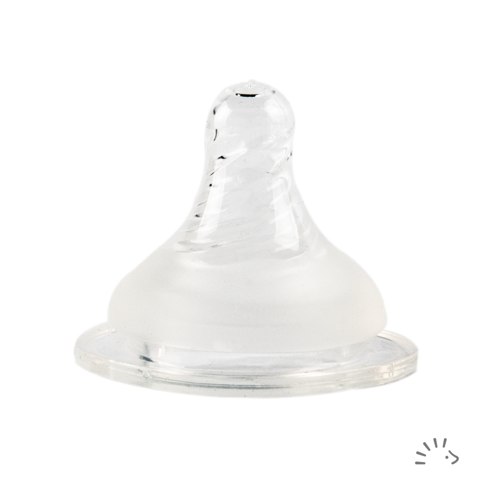 Mininor sutteflaske i glas og silikone - transparent