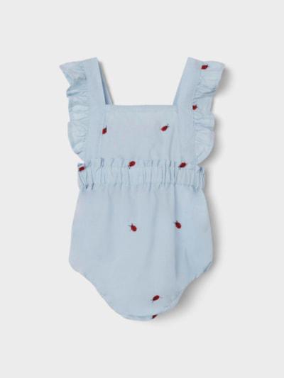 Name it Romper med broderi - Ferilla - Nyckelpigor - Chambray Blue - Jumpsuit - MamaMilla