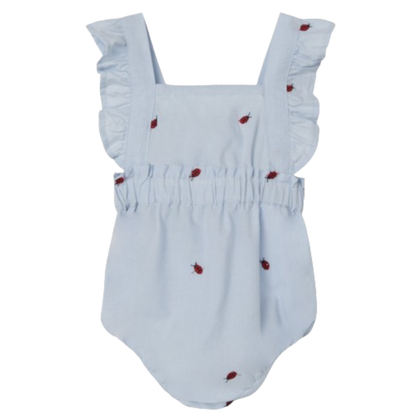 Name it Romper med broderi - Ferilla - Nyckelpigor - Chambray Blue - Jumpsuit - MamaMilla