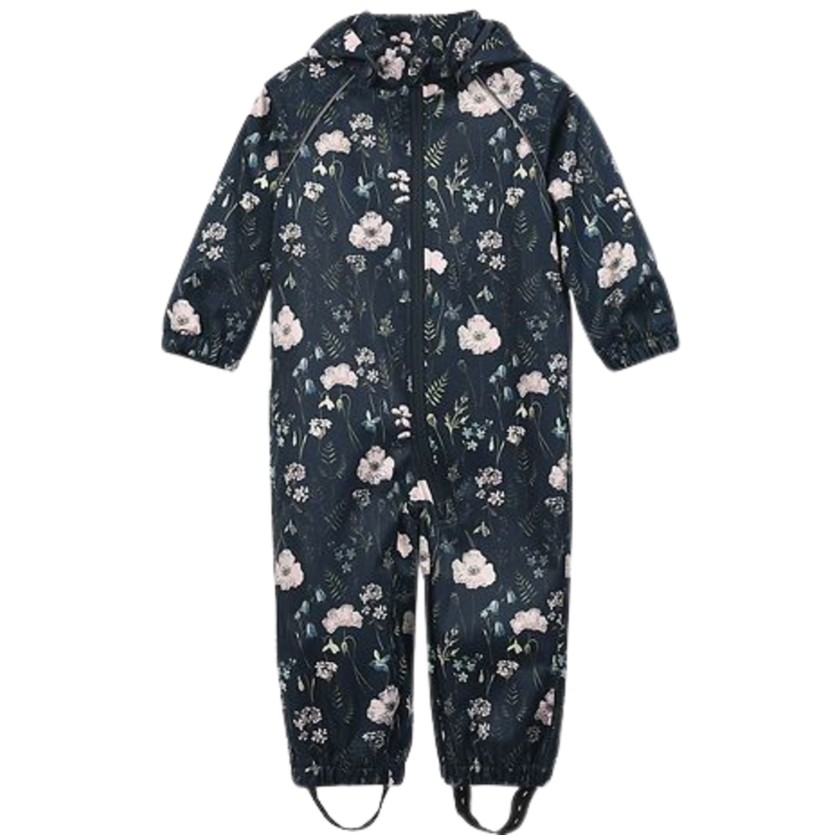 Minymo Softshell kostym - Blommor - Blue Nights - softshell - barn - MamaMilla