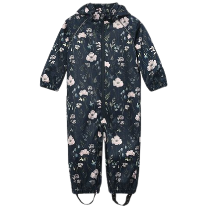 Minymo Softshell kostym - Blommor - Blue Nights - softshell - barn - MamaMilla