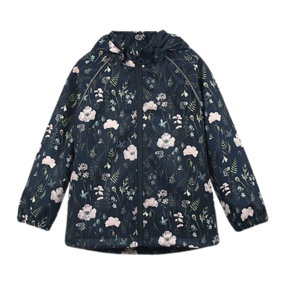 Minymo Softshell jacka - Blommor - Blue Nights - softshell - barn - MamaMilla