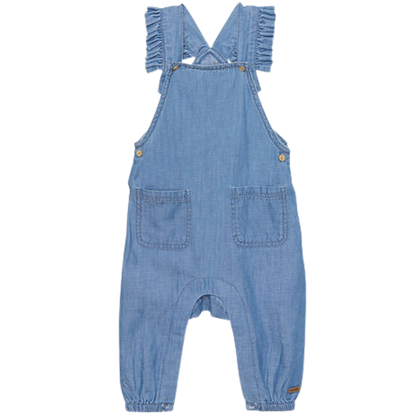 Minymo Overall med volanger - Denim - Grey Mist - Byxor - MamaMilla