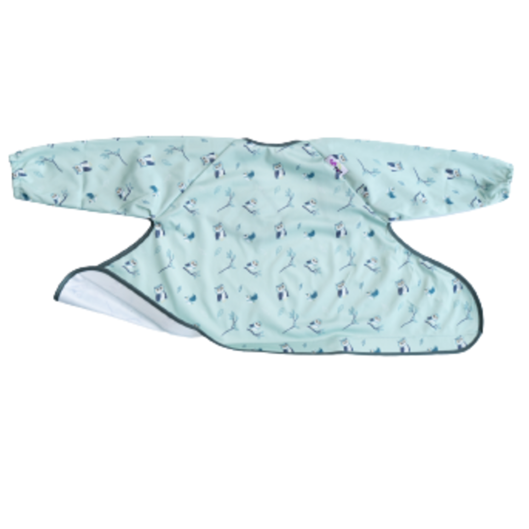 Tidy Tot Hagesmæk med Lange Ærmer til Bakke - Grøn Ugle - Hagesmæk med ærmer - MamaMilla