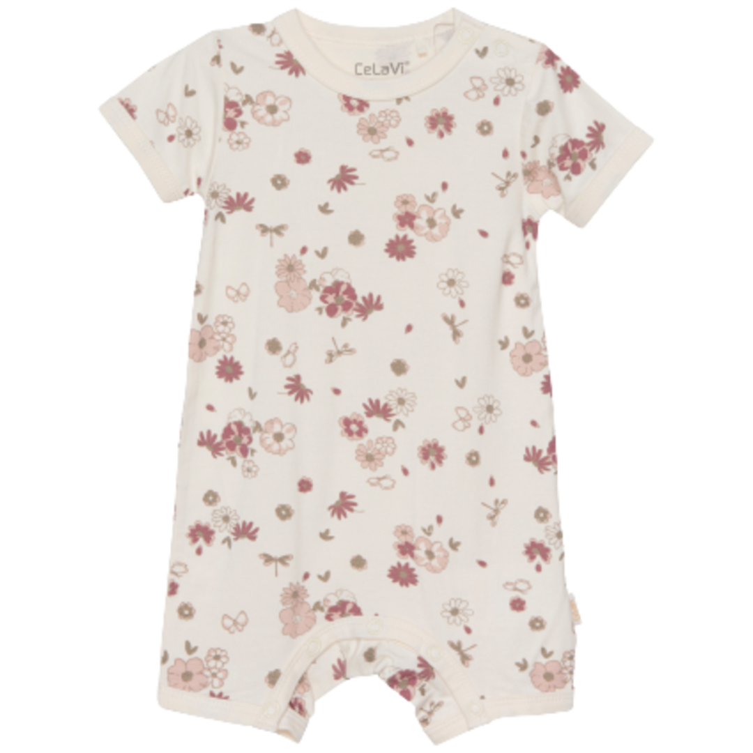 Celavi Short Sleeve Leg Jumpsuit - Blommig - Rose Cloud - Jumpsuit - MamaMilla