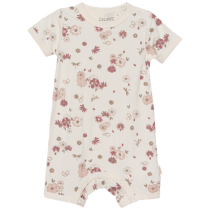 Celavi Short Sleeve Leg Jumpsuit - Blommig - Rose Cloud - Jumpsuit - MamaMilla
