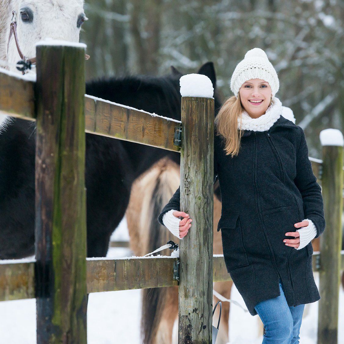 Mamalila 4in1 bärare och gravidjacka även för ryggbärande - Ull - Antracit - Bärjacka - MamaMilla