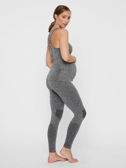 Mamalicious gravidträningsleggings - Grå ljung - Gravidkläder - MamaMilla