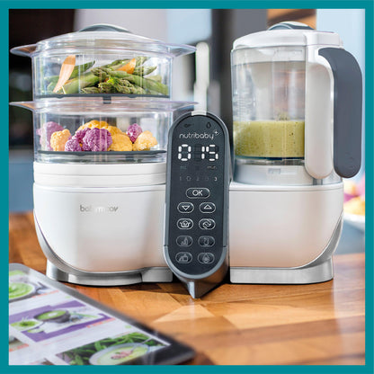 Babymoov Matmaskin - Nutribaby Plus inkl. 15 återanvändbara smoothiepåsar - Vita - Matmaskin - MamaMilla