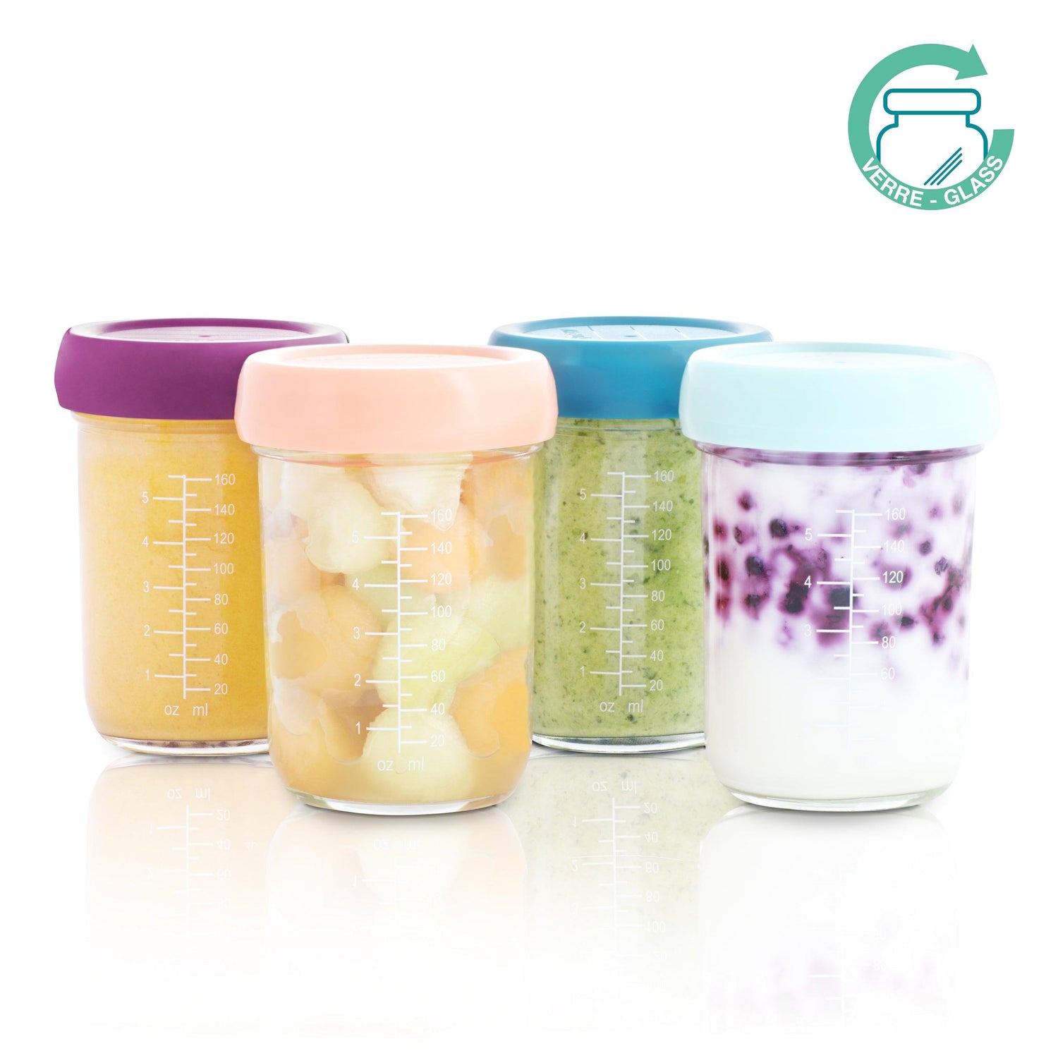 Babymoov glashinkar (4 st) - 240ml - Gröt - MamaMilla