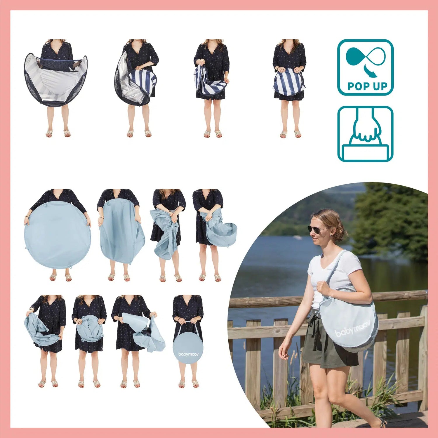 Babymoov 3in1 UV-tält - Mariniére Aquani - UV-tält - MamaMilla