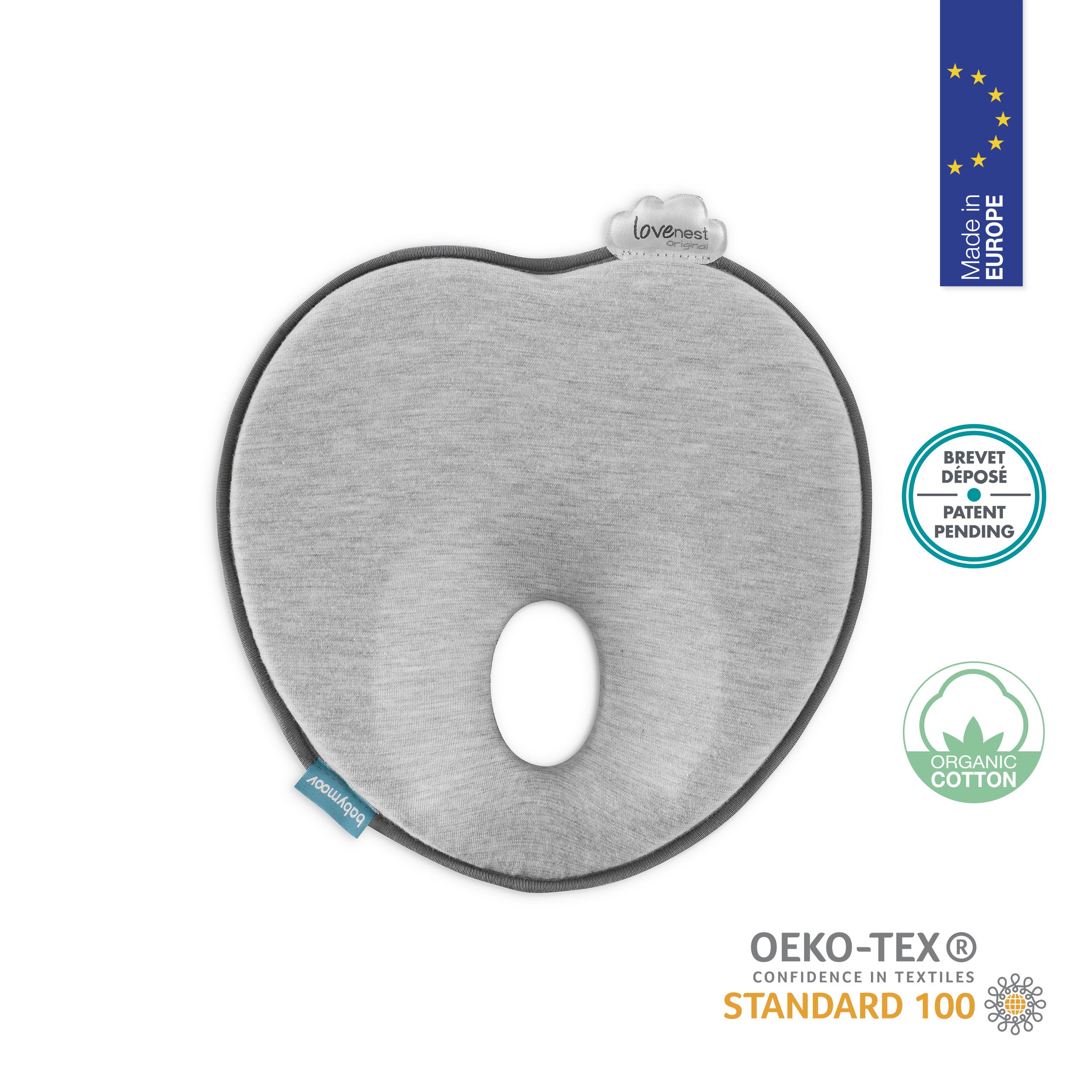 Babymoov Ergonomic Baby Kudde (Lovenest) - Grå (0-4m) - Baby huvudkudde - MamaMilla