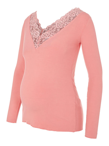 Mamalicious Blond gravidtopp - Trina - Dusty rose - gravidkläder - MamaMilla