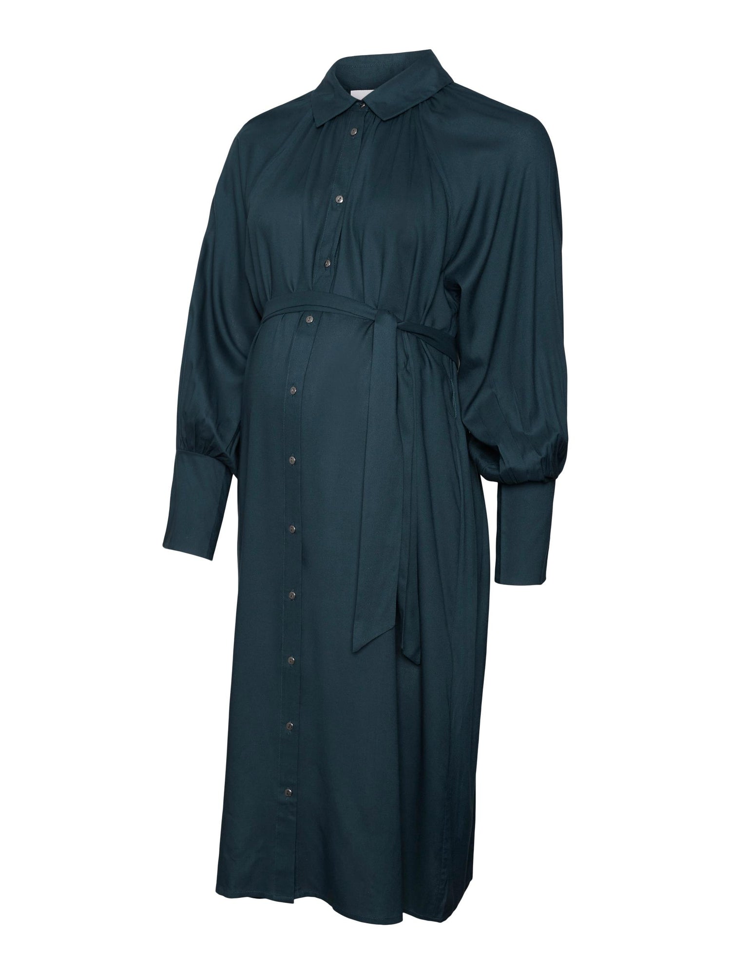 Mamalicious 2i1 midi skjortekjole i Viskose - Graviditetstøj - MamaMilla