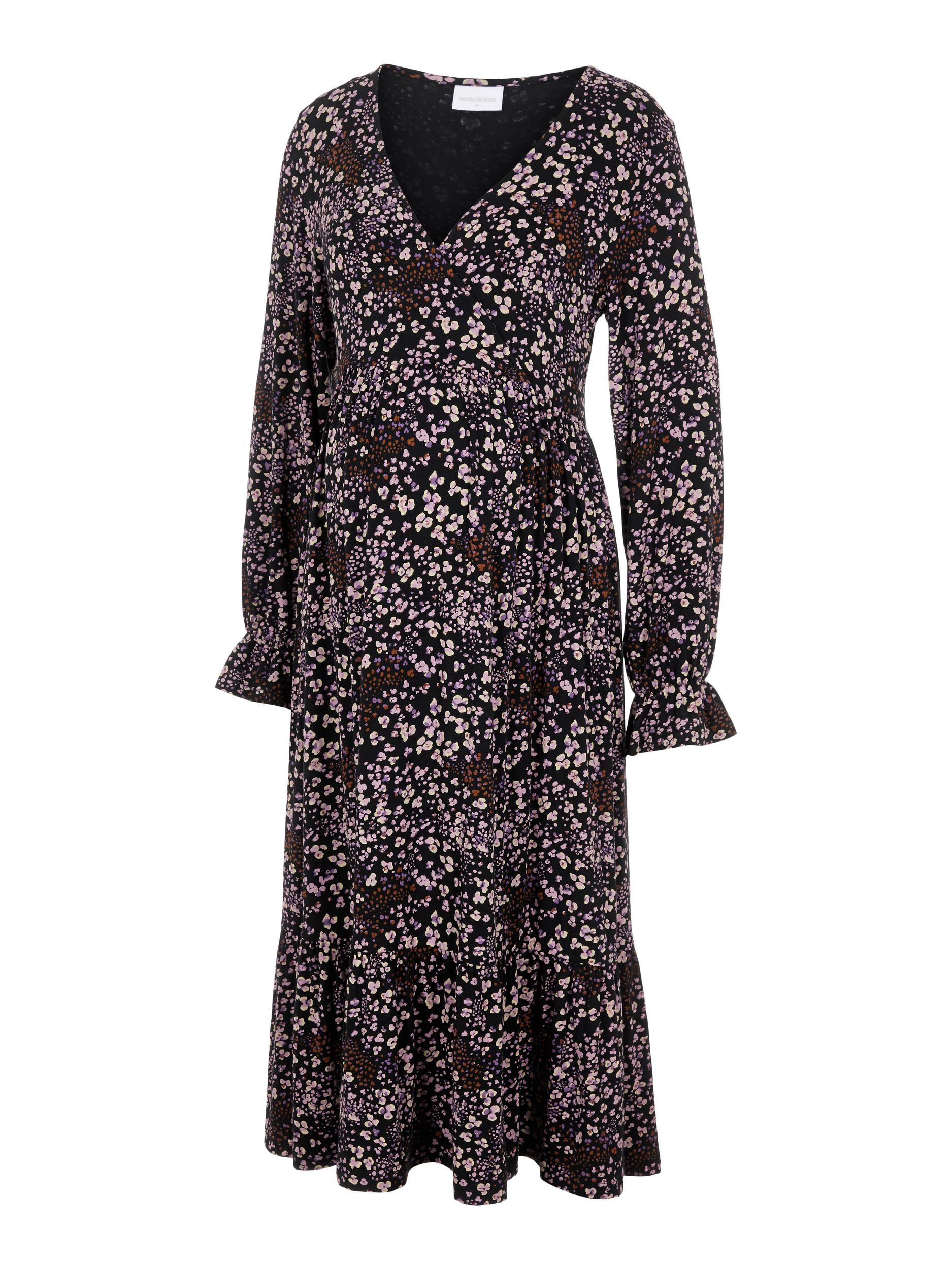 Mamalicious 2in1 midi gravidklänning - Rosa/gula blommor - Gravidkläder - MamaMilla