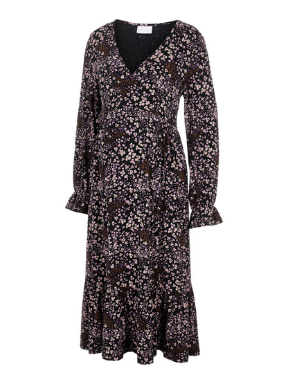 Mamalicious 2in1 midi gravidklänning - Rosa/gula blommor - Gravidkläder - MamaMilla