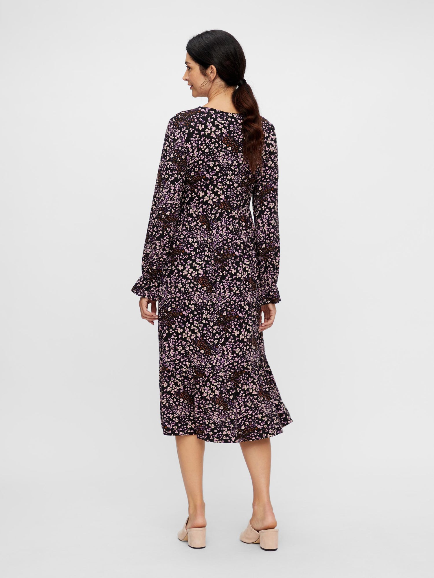 Mamalicious 2in1 midi gravidklänning - Rosa/gula blommor - Gravidkläder - MamaMilla