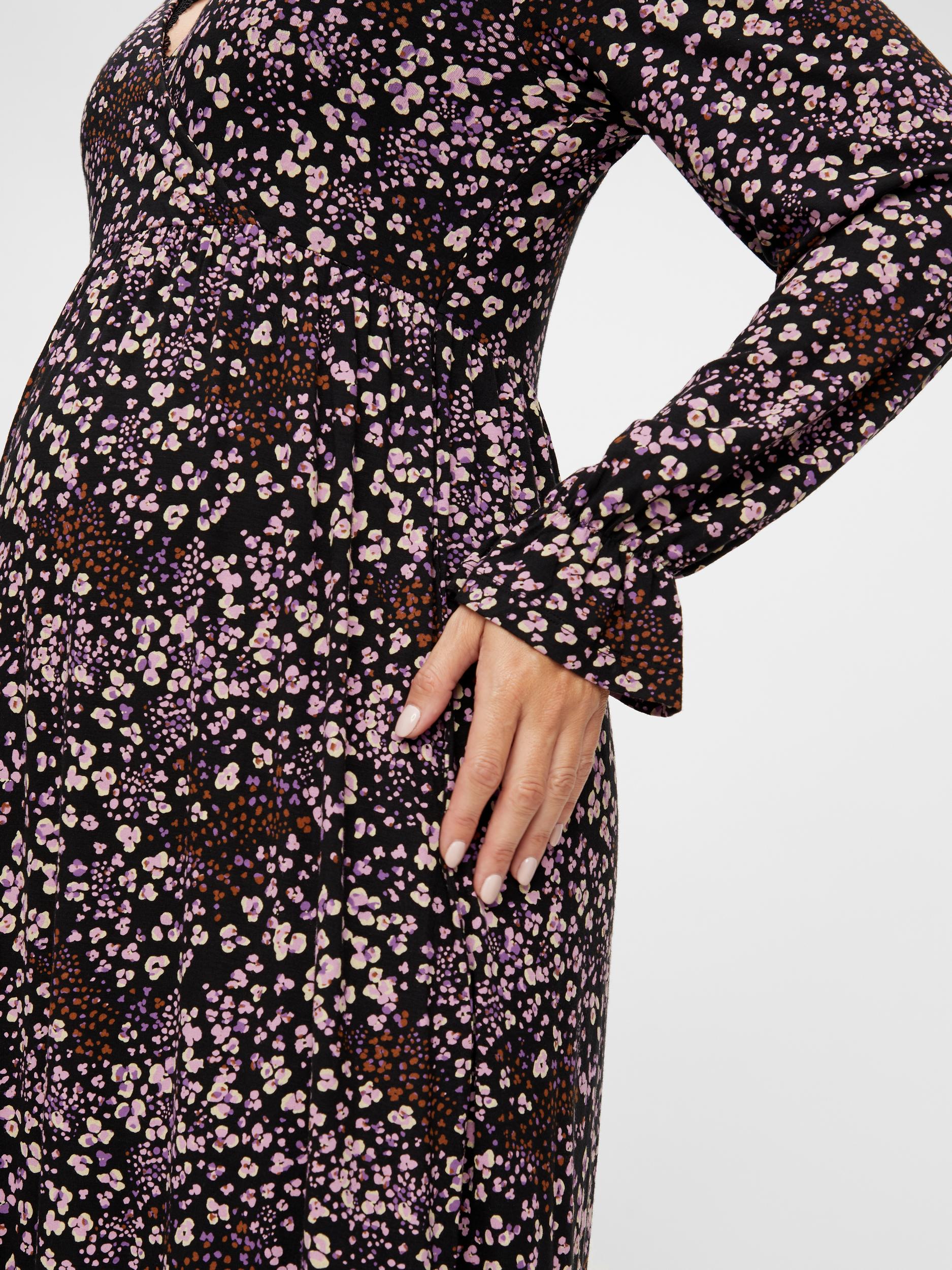 Mamalicious 2in1 midi gravidklänning - Rosa/gula blommor - Gravidkläder - MamaMilla