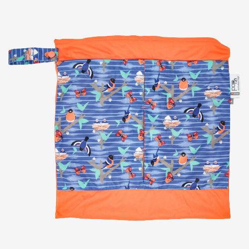 Stäng Wetbag Medium med två fack - Fåglar i trädgården - Wetbag medium - MamaMilla