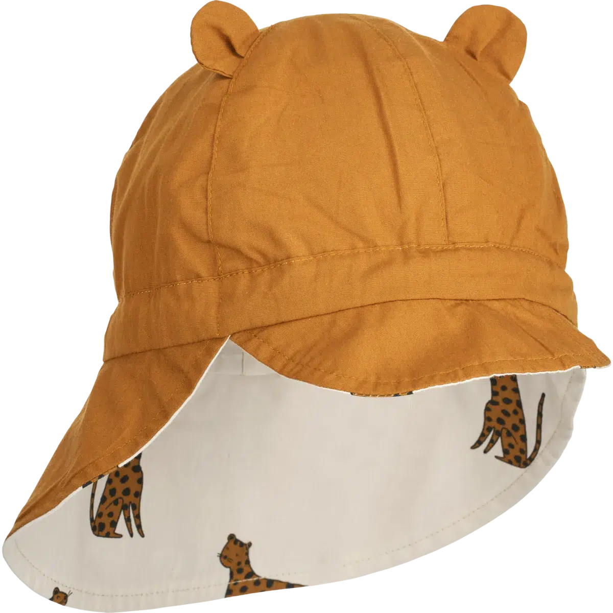 Liewood vändbar solhatt med brätte och öra - Gorm - Leopard / Sandy - Solhatt - MamaMilla