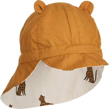 Liewood vändbar solhatt med brätte och öra - Gorm - Leopard / Sandy - Solhatt - MamaMilla