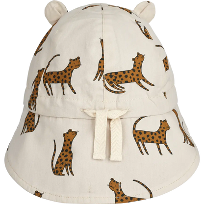 Liewood vändbar solhatt med brätte och öra - Gorm - Leopard / Sandy - Solhatt - MamaMilla