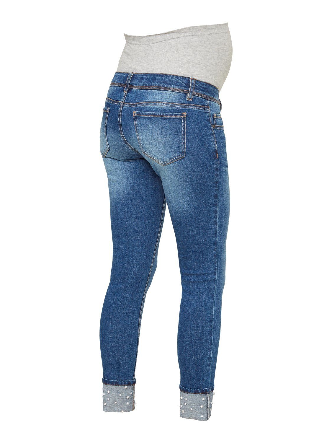 Mamalicious gravidjeans med pärlnubbar - Denim - Gravidkläder - MamaMilla