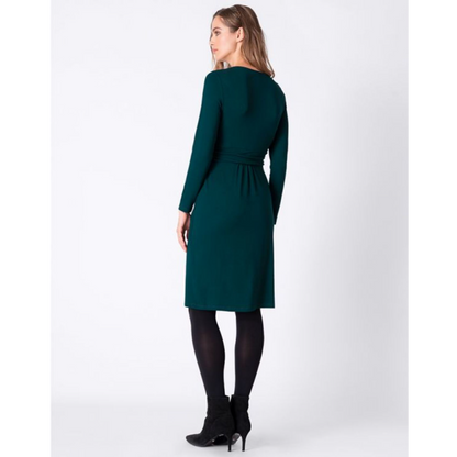 Seraphine gravidklänning med långa ärmar - Peachey - Emerald - Amningskläder - MamaMilla