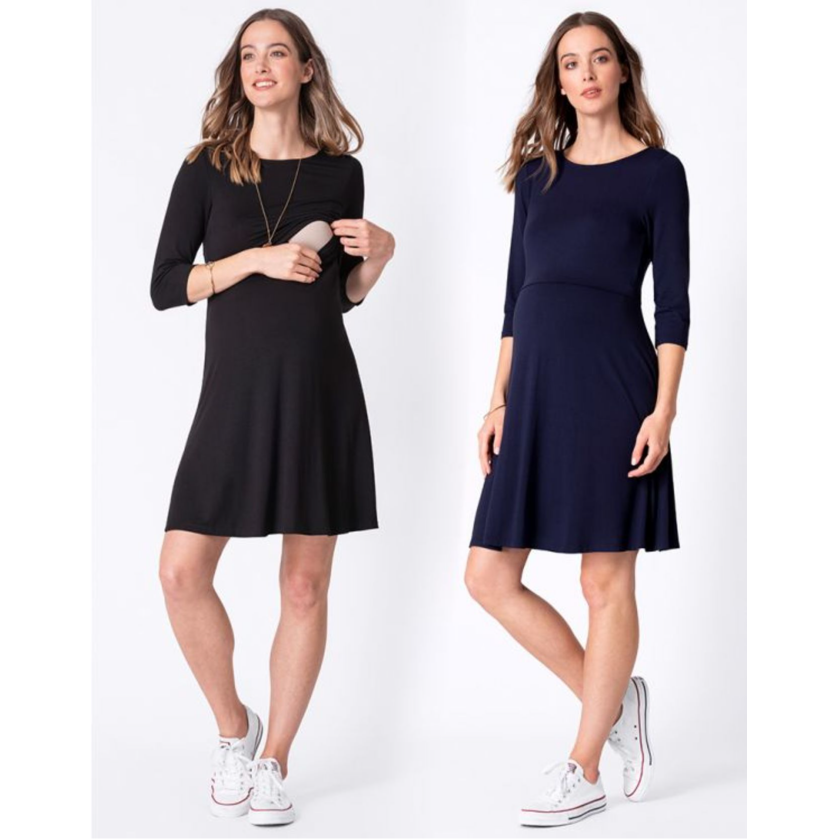 Seraphine vänt- och amningsklänning - Una - Marinblå - Amningskläder - MamaMilla