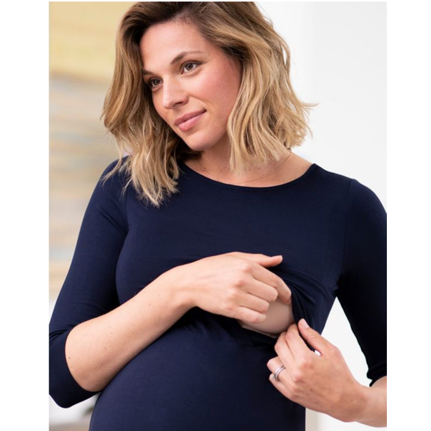 Seraphine vänt- och amningsklänning - Una - Marinblå - Amningskläder - MamaMilla