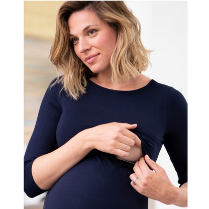 Seraphine vänt- och amningsklänning - Una - Marinblå - Amningskläder - MamaMilla