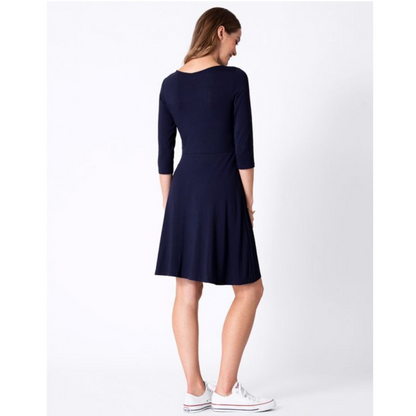 Seraphine vänt- och amningsklänning - Una - Marinblå - Amningskläder - MamaMilla