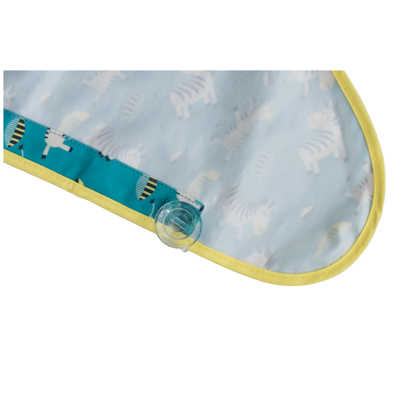 Tidy Tot Hagesmæk med Sugekop (lange ærmer) - Turkis Zebra - Hagesmæk med ærmer - MamaMilla