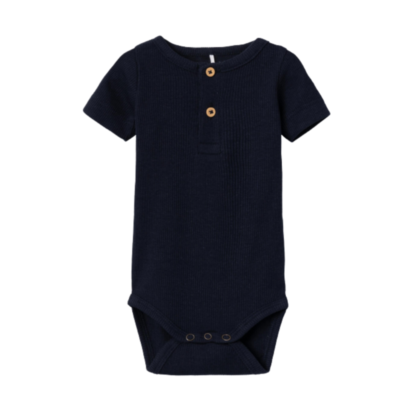 Name it body i ribb med korta ärmar - Kab - Dark Sapphire - Body - MamaMilla
