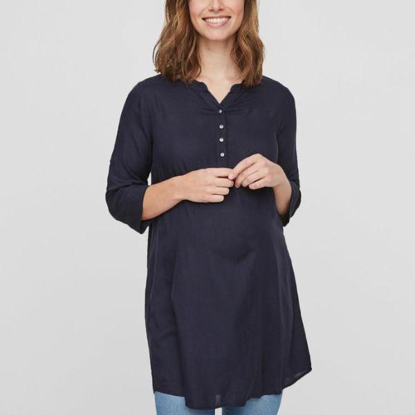 Mamalicious Woven Tunika - Mörkblå - Mamma - MamaMilla