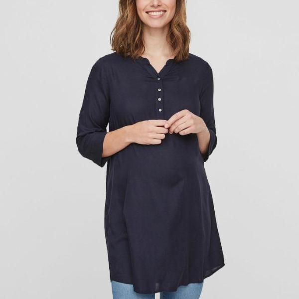 Mamalicious Woven Tunika - Mörkblå - Mamma - MamaMilla
